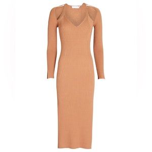 JONATHAN SIMKHAI Esperanza Compact Cut Out Dress in Camel Small